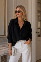 Basic Oversized Pocket Shirt | Black - Soréa