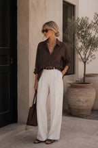 Basic Oversized Pocket Shirt | Brown - Soréa