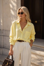 Basic Oversized Pocket Shirt | Yellow - Soréa