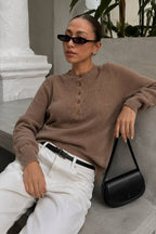 Bicycle Collar Button Textured Blouse | Brown - Soréa