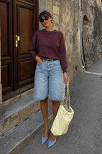 Bicycle Collar Button Textured Blouse | Burgundy - Soréa