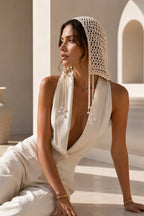 Fringed Pearl Knitted Cap | Ivory - Soréa
