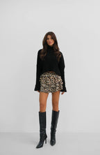 Leopard Patterned Ruffle Short Skirt - Soréa