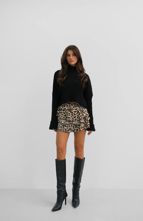 Leopard Patterned Ruffle Short Skirt - Soréa