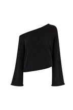 Low Shoulder Slim Knitwear Blouse | Black - Soréa