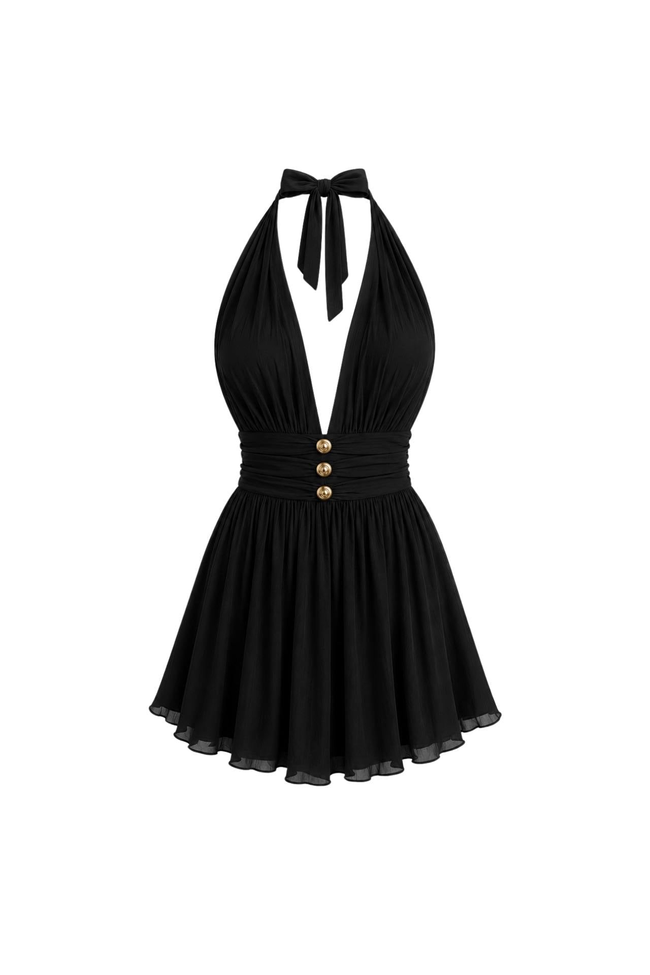 Mini Dress with Neck Tie Accessory - Soréa