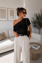 Off Shoulder Guipure Blouse | Black - Soréa