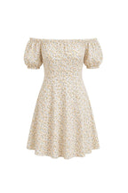 Off-Shoulder Patterned Mini Dress | Beige - Soréa