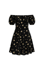 Off-Shoulder Patterned Mini Dress | Black - Soréa