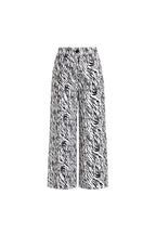 Patterned High-Waisted Palazzo Satin Trousers | Black/White - Soréa