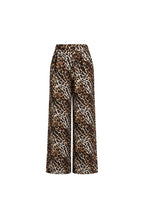 Patterned High-Waisted Palazzo Satin Trousers | Leopard Print - Soréa
