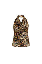 Patterned V-Neck Satin Blouse | Leopard Print - Soréa
