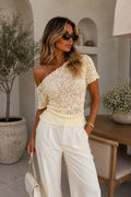 Off Shoulder Guipure Blouse | Ivory