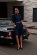 Short Sleeve Denim Top & Bermuda Shorts Set