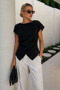 Button Wrap Knit Blouse | Black