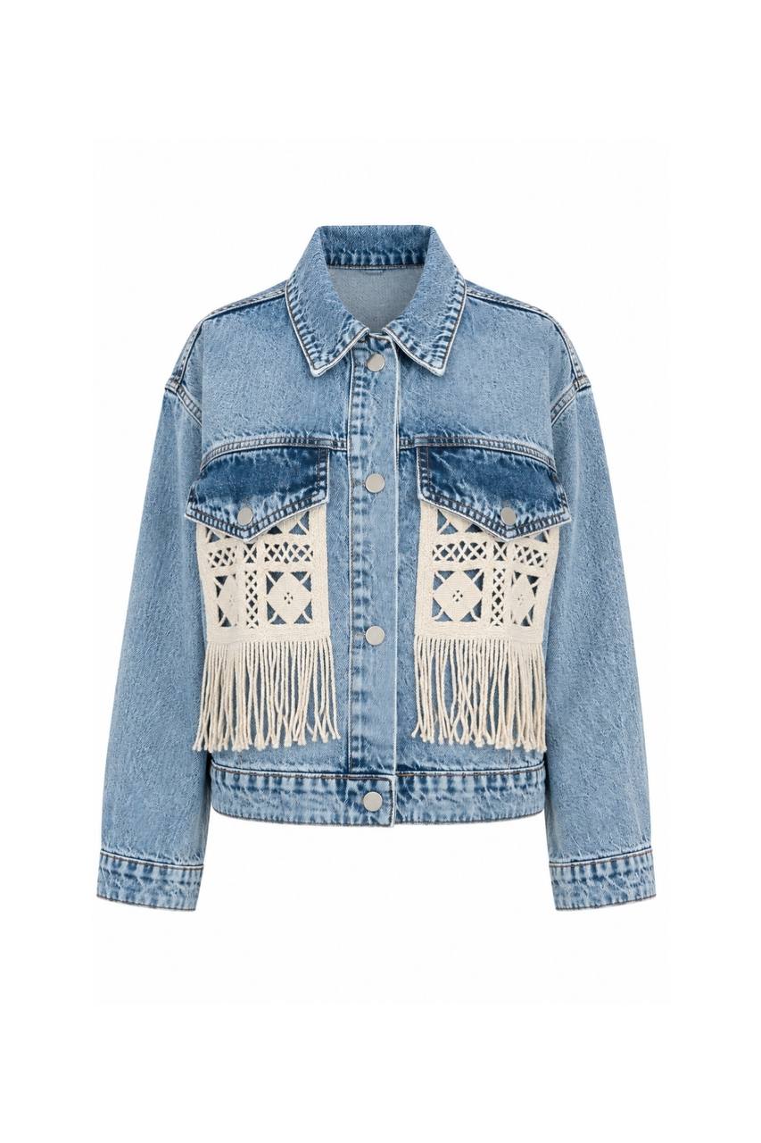 Fringe Denim Jacket | Light Denim
