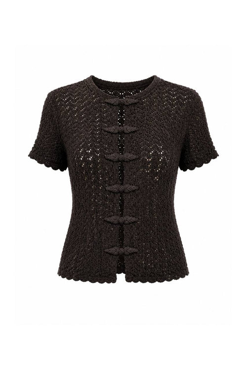 Knitted Pattern Knit Blouse with Accessory Detail