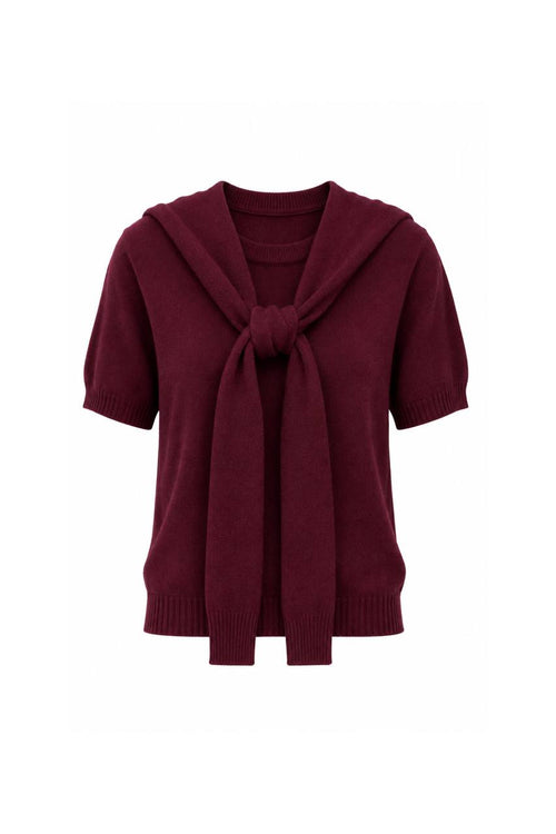 Shawl Collar Crew Neck Textured Blouse
