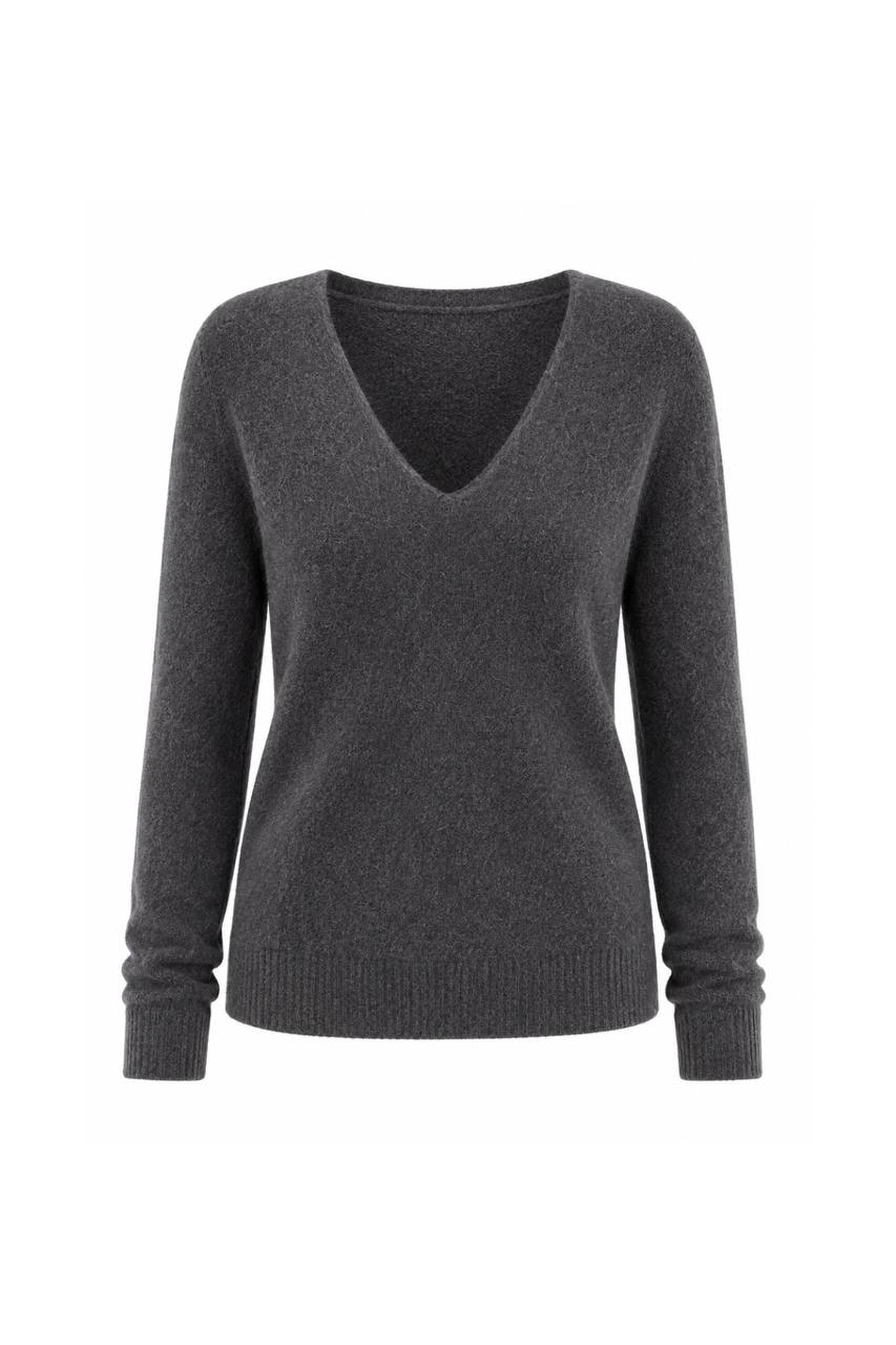 V-Neck Long Sleeve Textured Blouse | Grey