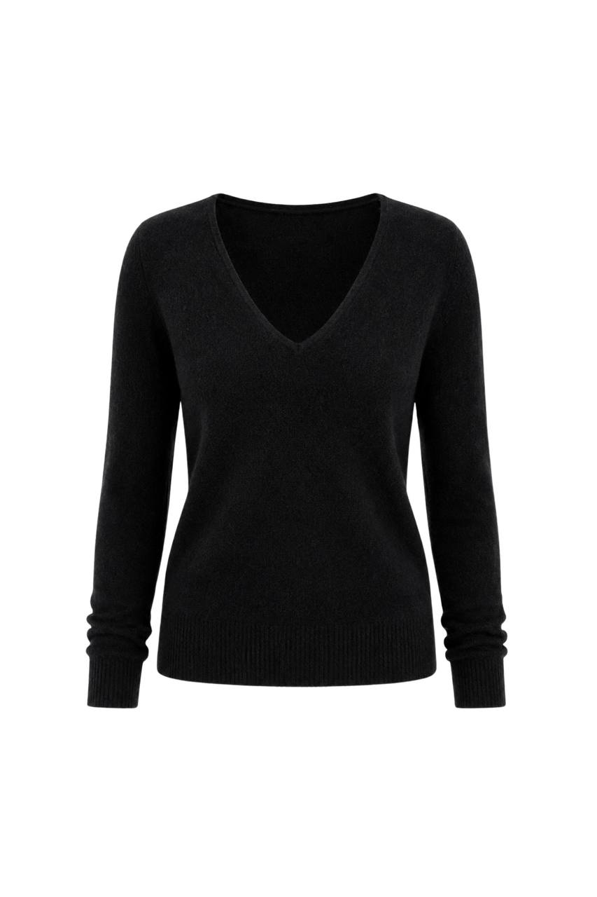 V-Neck Long Sleeve Textured Blouse | Black