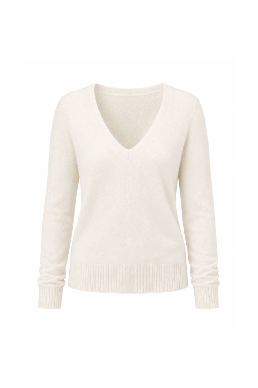 V-Neck Long Sleeve Textured Blouse | Ivory