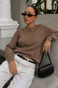 Bicycle Collar Button Textured Blouse | Brown