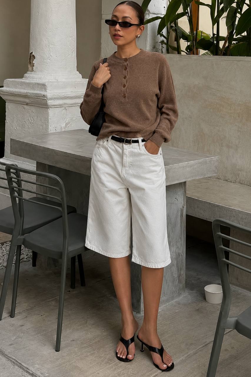 Bicycle Collar Button Textured Blouse | Brown