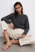 Bicycle Collar Button Textured Blouse | Dark Grey