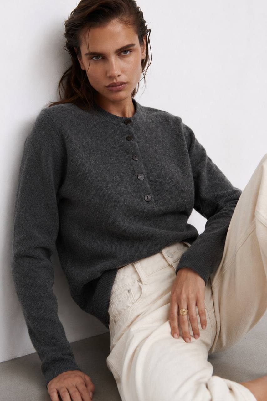 Bicycle Collar Button Textured Blouse | Dark Grey