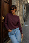 Bicycle Collar Button Textured Blouse | Burgundy