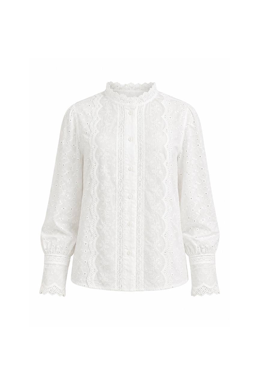 Mandarin Collar Guipure Shirt