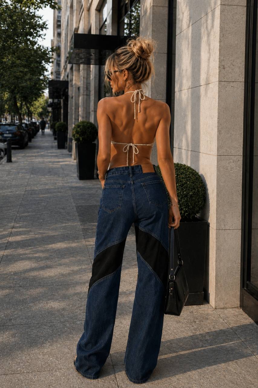 Two-Colour Trim Jeans | Navy