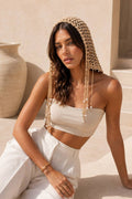 Fringed Pearl Knitted Cap | Golden