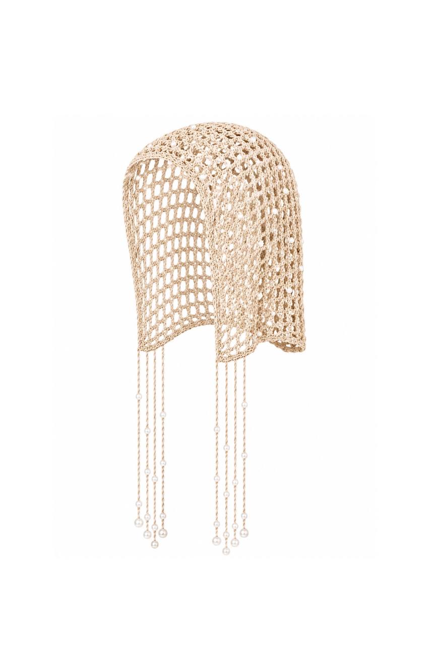 Fringed Pearl Knitted Cap | Ivory