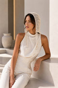Fringed Pearl Knitted Cap | Ivory