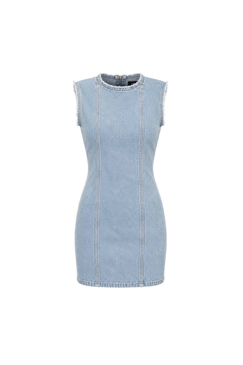 Fringed Sleeveless Denim Mini Dress