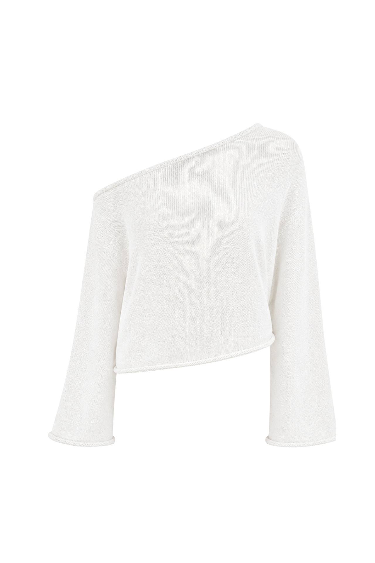 Low Shoulder Slim Knitwear Blouse