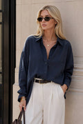 Basic Oversized Pocket Shirt | Navy