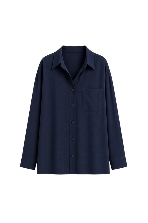Basic Oversized Pocket Shirt | Navy