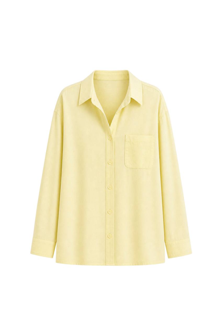 Basic Oversized Pocket Shirt | Yellow
