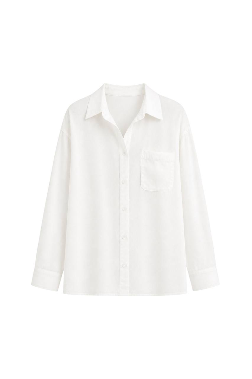 Basic Oversized Pocket Shirt | White