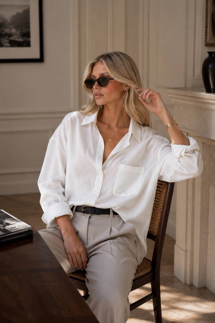 Basic Oversized Pocket Shirt | White