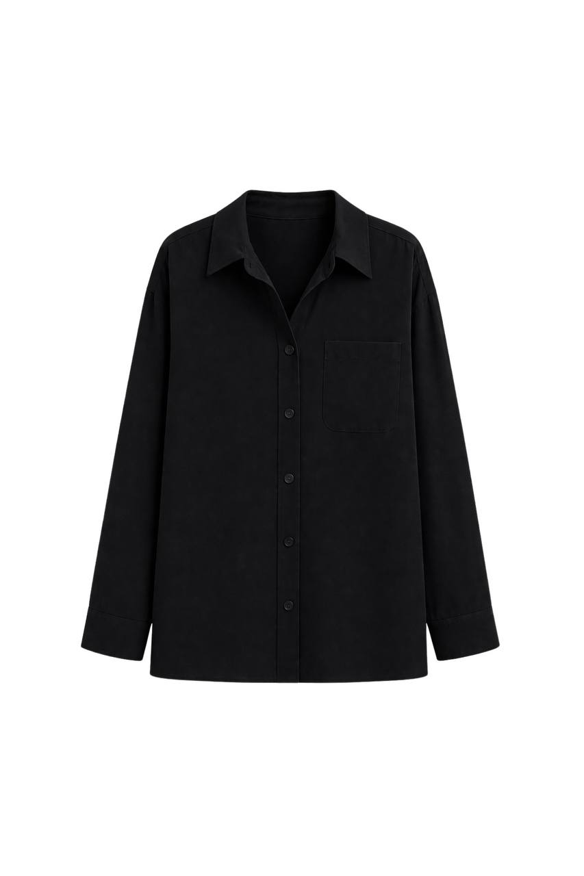 Basic Oversized Pocket Shirt | Black
