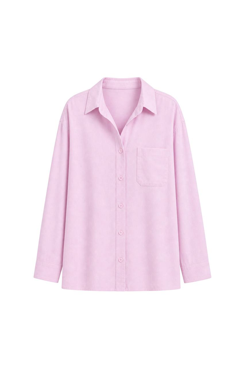 Basic Oversized Pocket Shirt | Pink