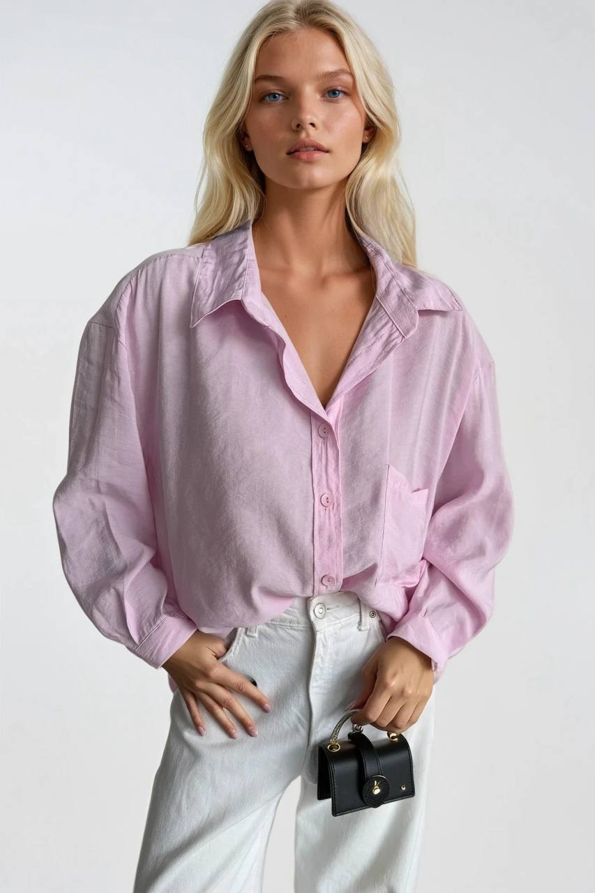 Basic Oversized Pocket Shirt | Pink