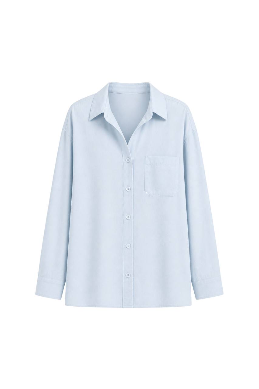 Basic Oversized Pocket Shirt | Blue