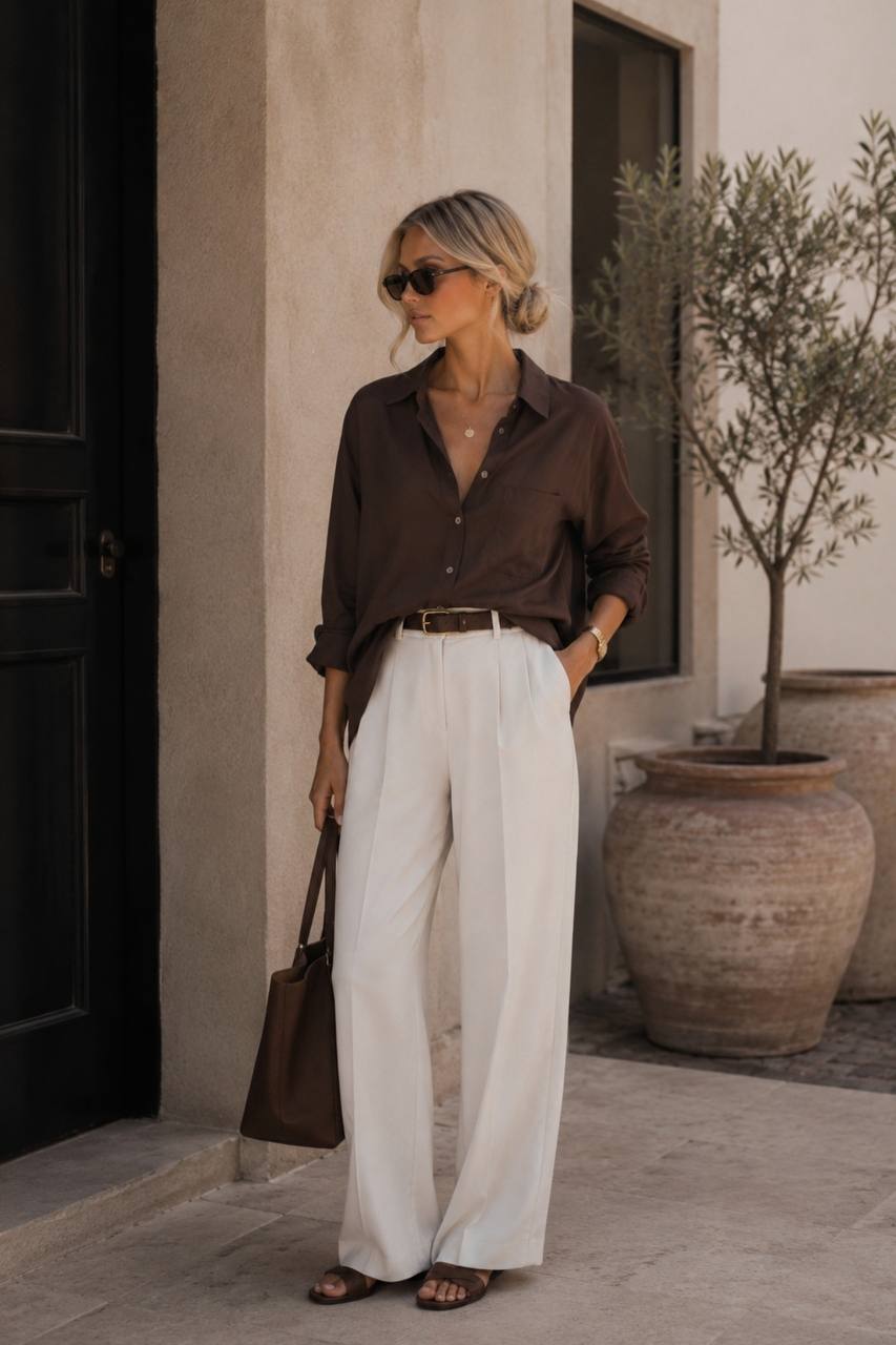 Basic Oversized Pocket Shirt | Brown