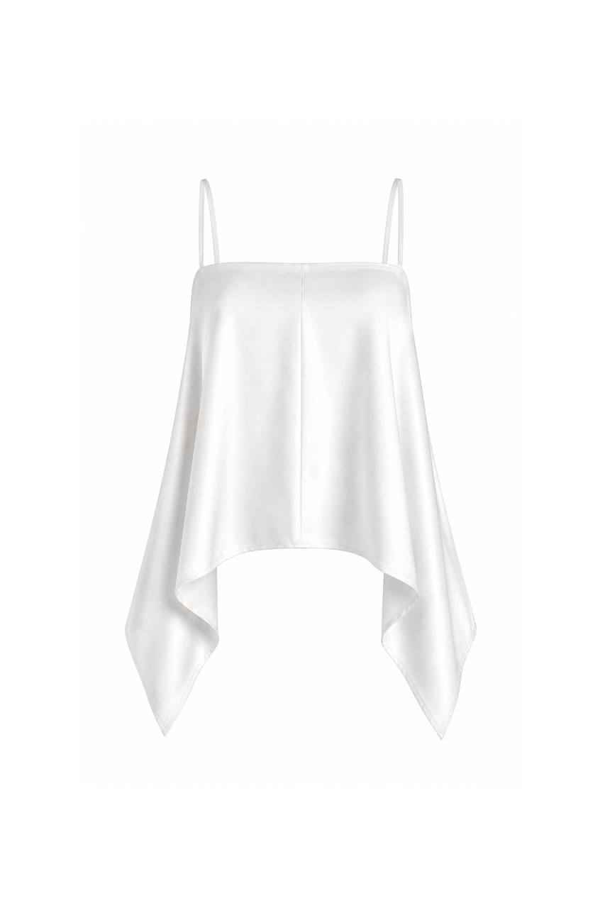 Back Lace Strappy Satin Blouse | White