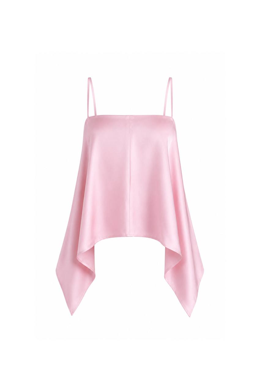 Back Lace Strappy Satin Blouse | Pink