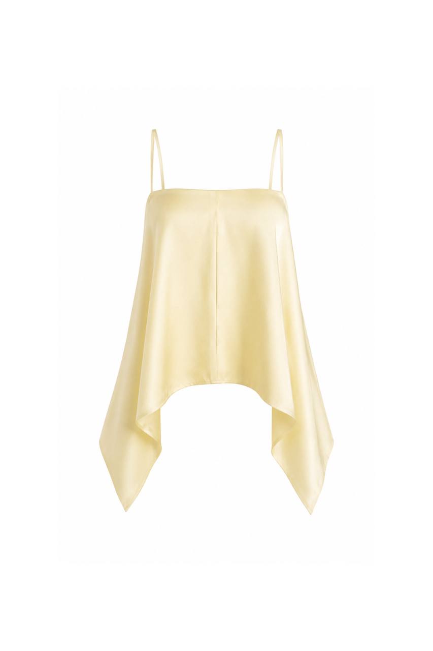 Back Lace Strappy Satin Blouse | Yellow